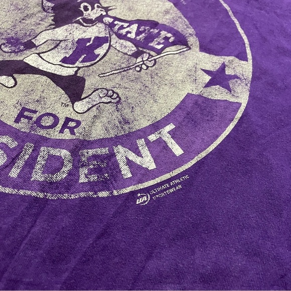 Kansas State Wildcats Mascot Willie For President Purple T-Shirt Size Large NCAA - Picture 5 of 14